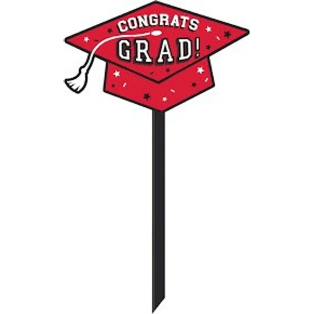 Graduation Yard Sign Unisex OS Red New Congrats Grad Cap Stake 9pc